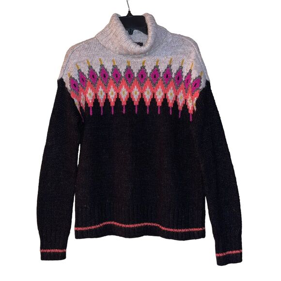 The Limited Sweater Wool Blend Turtle Neck Argyle - Picture 5 of 9